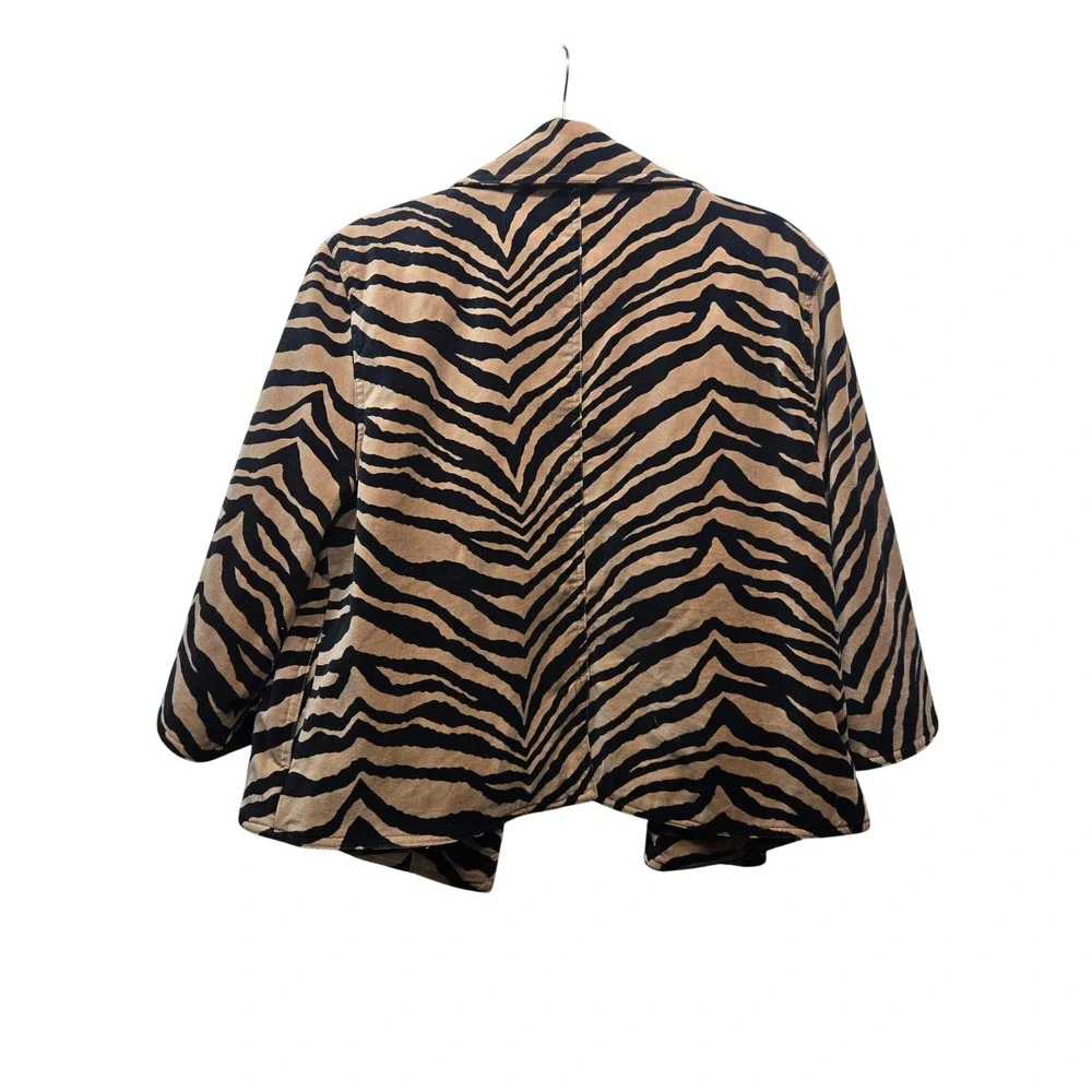 Patrick Christopher Tiger Print Cotton Jacket Tan Black Animal Print XL Boxy